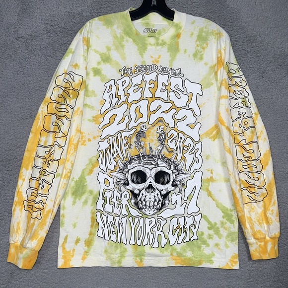 apefest Other - Ape Fest 2022 Bored Ape Yacht Club Shirt Men Sz S Yellow Tie Dye Long Sleeve Tee